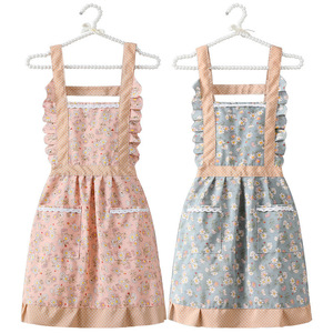 Princess <b>Apron</b> Floral Print Water Resistant <b>Kitchen</b> <b>Apron</b> For Home Cooking Daily Use Pink Blue Green - Product Image 5