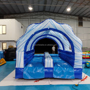 Emocionante tobogán acuático de doble tobogán <span class=keywords><strong>tropical</strong></span> azul inflable para exteriores de verano: el entretenimiento familiar de alquiler de parque acuático perfecto - Product Image 6