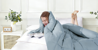 Couette en plumes d'oie de luxe pour hôtel, grise claire, taille Queen, douce et moelleuse, pour toutes les saisons