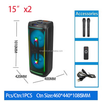 CH-15201 Nouvelles enceintes Bluetooth doubles de 15 pouces, enceintes de karaoké sans fil professionnelles