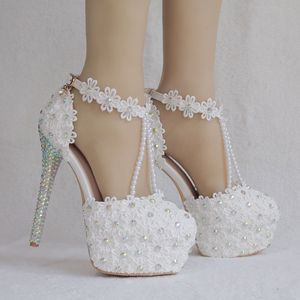BS012 nuevos <span class=keywords><strong>zapatos</strong></span> <span class=keywords><strong>de</strong></span> boda con diamantes <span class=keywords><strong>de</strong></span> imitación con cuentas <span class=keywords><strong>de</strong></span> encaje 14cm Sandalias <span class=keywords><strong>de</strong></span> tacón alto <span class=keywords><strong>zapatos</strong></span> <span class=keywords><strong>de</strong></span> graduación <span class=keywords><strong>de</strong></span> tacón alto con plataforma <span class=keywords><strong>de</strong></span> punta redonda - Product Image 4