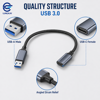 Câble d'extension adaptateur USB 3.0 A mâle vers Type-C femelle professionnel LUNG KAY pour PC, Hub, Caméra – Personnalisation OEM/ODM