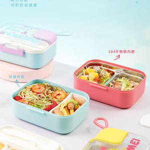 Lonchera de Acero Inoxidable Hm 304 de Doble Capa para Trabajadores de Oficina, Contenedor Metálico Portátil y Reciclable - Product Image 4