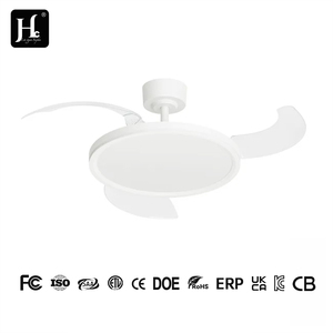 Ventilateur intelligent au design moderne avec 3 pales, moteur DC silencieux, esthétique minimaliste, lumière 3 couleurs, sans pales visibles, lumière libre - Product Image 4