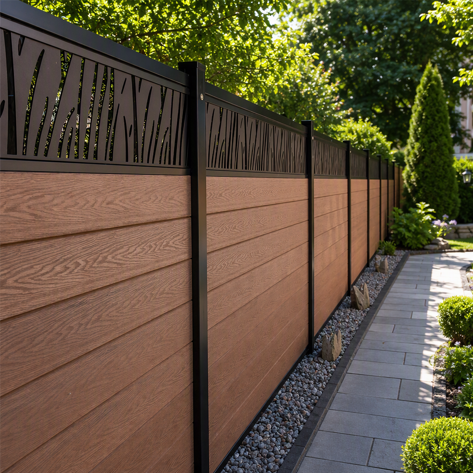 Heavy Duty WPC Privacy Fence Panels With Aluminum Posts Outdoor ...