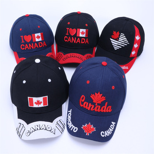 Gorra de béisbol bordada con la bandera de Canadá al por mayor, gorra ajustable de algodón con hoja de arce, gorras snapback, gorra trucker para hombres y mujeres, al por mayor - Product Image 1