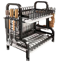 Ventes chaudes Égouttoir à vaisselle double compact pour cuisine, ensemble avec égouttoir, grand égouttoir à vaisselle antirouille, porte-ustensiles, design moderne