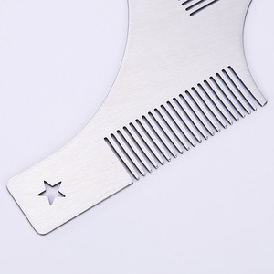Peine para barba de acero inoxidable Playboy de doble cara para peinar y afeitar el cabello de los hombres, diseño con estampado de estrellas - Product Image 2