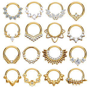 G23 Titan Clicker mũi vòng vách ngăn Hoop bản lề Nhẫn Pave Trắng CZ Tai sụn tragus Helix Thùy cơ thể xuyên đồ trang sức - Product Image 1