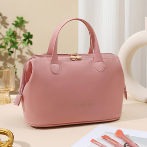 Nuovo Modello 2026 Borsa da Viaggio per Cosmetici e Articoli da Bagno, Astuccio per Trucchi da Donna, Grande Capacità, Portatile, in PU con Fiocco, Cerniera e Manico Morbido, Tendenza Moda - Product Image 3