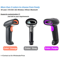 Vente flash - Lecteurs de codes-barres sans fil 2,4 G + USB filaire de haute qualité, rechargeables, lecteurs de codes-barres laser 1D et 2D pour supermarchés