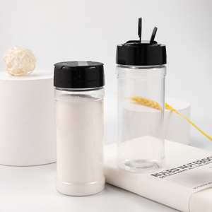 Bouteille d'assaisonnement en PET <span class=keywords><strong>de</strong></span> 100 ml en gros avec double bouchon à clapet, pot à épices transparent, récipient <span class=keywords><strong>de</strong></span> rangement <span class=keywords><strong>de</strong></span> cuisine pour poivre et sel - Product Image 1