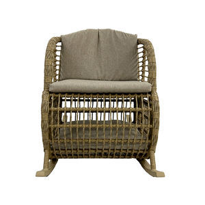 Sillón mecedora individual de ratán para patio y hogar, con cojín, apto para mascotas, para uso en balcón, mecedora metálica para exteriores y parques - Product Image 3