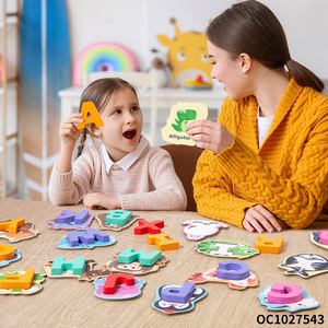 Frühkindliche Entwicklung Lernspielzeug 3D Holzpuzzles ABC <span class=keywords><strong>Alphabet</strong></span> Blöcke Bunte Tier-Aktivitätsspielzeuge für Babys - Product Image 4