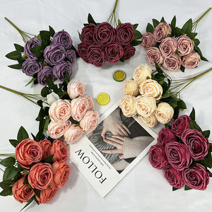 Pas cher Prix Faux Chou <span class=keywords><strong>Rose</strong></span> Bush Mariage Fleur Artificielle Décorative 7 Têtes <span class=keywords><strong>Rose</strong></span> <span class=keywords><strong>Bouquet</strong></span> - Product Image 3