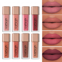 Lápiz Labial Líquido Mate de Marca en Stock al por Mayor, Brillo Labial Morado con Bajo MOQ, Logotipo Personalizado Disponible, Maquillaje Profesional