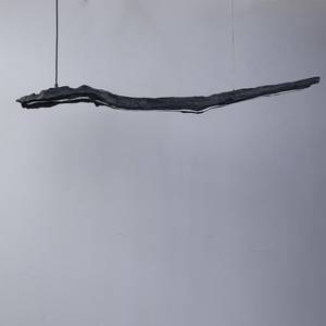 Lámpara colgante estilo Wabi Sabi con tira LED larga negra de un solo cabezal para restaurante, oficina, decoración zen para el hogar - Product Image 4