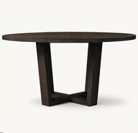 Ensemble de table à manger ronde en chêne MONTECITO, style farmhouse, pour la maison, les appartements, les villas et les hôtels