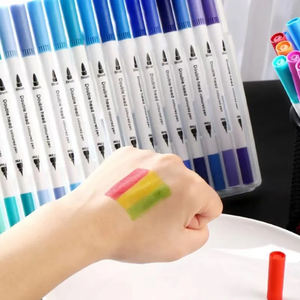 Set de stylos <span class=keywords><strong>aquarelle</strong></span> colorés personnalisés à <span class=keywords><strong>double</strong></span> <span class=keywords><strong>pointe</strong></span> Marqueur en plastique à <span class=keywords><strong>double</strong></span> tête avec <span class=keywords><strong>pointe</strong></span> en <span class=keywords><strong>feutre</strong></span> pour le dessin et la peinture des enfants - Product Image 6