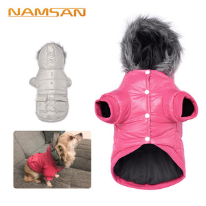 NAMSAN <b>Dog</b> Winter Coat With <b>Hood</b> Faux Fur Windproof Pet Clothes For Small <b>Dogs</b> - Product Image 1