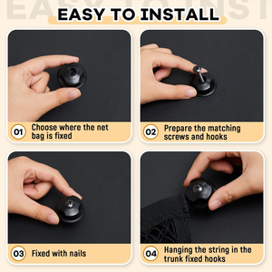 Frienda - Juego de 2 Redes de Carga Elásticas Pequeñas, Bolsa de Malla de Almacenamiento, 8 Tornillos/Ganchos de Montaje para Camioneta/Auto/SUV/Barcos, Organizador - Product Image 3