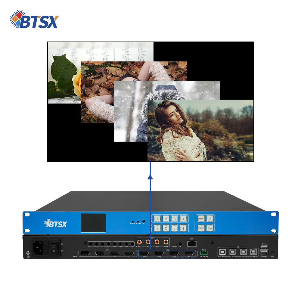Bitvisus 4x4 2x2 1x4 4K60 поп HDMI PIP редактируемым разрешением бесшовный KVM видео Матрица видео настенный контроллер