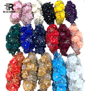 Vestido de novia de encaje con cuentas de flores de encaje de nuevo diseño tela de encaje con cuentas coloridas para vestido de fiesta de mujer - Product Image 2