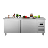 Réfrigérateur de cuisine commerciale de bonne qualité, sous le comptoir, en acier inoxydable, deux portes, table de travail