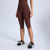Nouveaux shorts de yoga taille haute Cloud Soft de 5 pouces, avec ourlet fendu et effet push-up, longueur genou, pour le cyclisme et l'entraînement, pour femmes