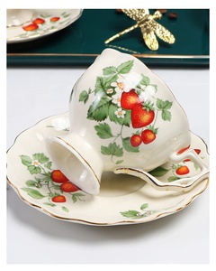 Customized Best-selling European Luxury Green Leaf Pattern with Gold Border Ceramic <b>Coffee</b> Set for <b>Gifts</b> - Product Image 3