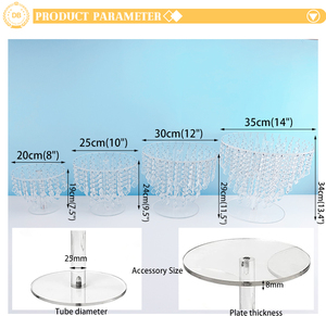 Base in Acrilico Moderna per Torte <span class=keywords><strong>con</strong></span> Perle di Cristallo, Espositore Trasparente per Dessert per Matrimoni ed Eventi - Product Image 4