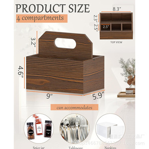 Boîte de rangement de bureau en bois massif, organisateur de cuisine multifonction pour la vaisselle, salon, salle à manger - Product Image 4