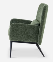 Fauteuil moderne en tissu vert pin français Chaise de loisirs convertible durable Pieds en métal pour le salon