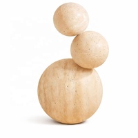 Nouvelle table d'appoint en pierre de travertin beige au design contemporain, écologique et réglable en hauteur, pour salon, hôtel, entrée