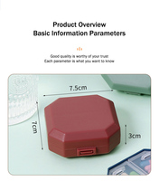 Boîte à pilules hexagonale en plastique pour 6 jours, noire, portable, petite et efficace, idéale pour les voyages d'affaires et les déplacements.