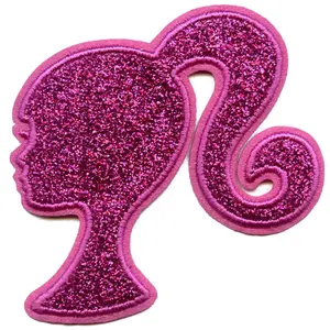 Wholesale Custom Glitter Girl Patches Embroidered Large Logo Design Sew On Embroidery Chenille Patches Iron On