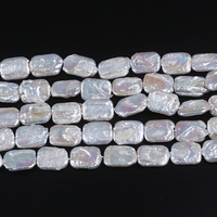Fil de perles d'eau douce, en vrac, perles carrées, blanches, vente en gros, 14 à 16mm, livraison gratuite
