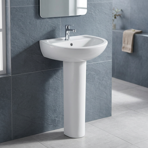 Premium Indian Ceramic Wash Basin with Full Pedestal Modern Bathroom Sanitary Ware Design - Product Image 2