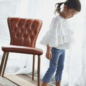 เสื้อยืดแขนยาวเด็กผู้หญิงลายลูกไม้สีขาวสวยงาม - Product Image 3