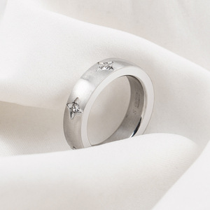 yunnique Unisex <b>Titanium</b> Steel <b>Rings</b> Star Diamond Pave Setting Gift Jewelry - Product Image 4
