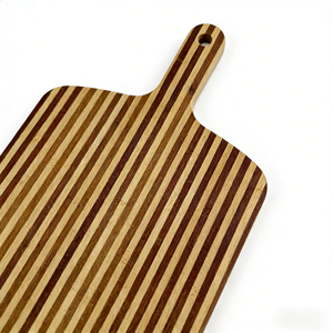 Pelle à pizza rayée en bambou avec manche en forme de pagaie pour le transfert de pizzas et de pains faits <span class=keywords><strong>maison</strong></span> - Product Image 5