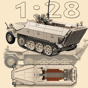Véhicule de transport blindé demi-chenillé de la Seconde Guerre mondiale 1/28 avec figurines de soldats – Ensemble de blocs de construction militaires - Product Image 3