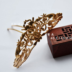 Couronne de cheveux plaquée or 125 mm, style antique, accessoire de mariage Hanfu - Product Image 3