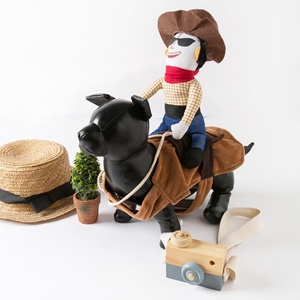 Cowboy pour animaux de compagnie équitation se transforme en fournitures pour animaux de compagnie Costume chien chat amusant Halloween Cosplay Costume - Product Image 4