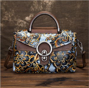 新工厂直销真皮复古名人风格女包立体浮雕单肩手提斜挎包 - Product Image 2