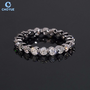 Anillo de Moissanita con Corte Brillante, Plata de Ley 925, Joyería Hip Hop, Anillo de Eternidad con Diamantes de Moissanita para Boda - Product Image 2