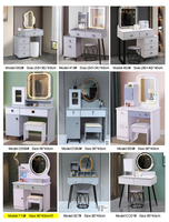 Table de maquillage moderne en panneaux de bois écologiques et durables avec miroir éclairé et rangement pour chambre à coucher