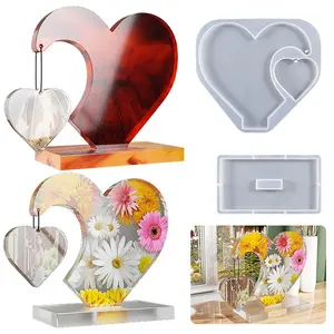 Molde de resina de silicona con marco de foto de corazón romántico creativo para decoración del hogar