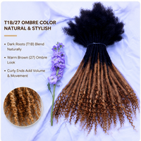 Extensions Afro Kinky Bulk Ombré T1b/27 Locs 100 % Cheveux Humains Remy avec Pointes Bouclées