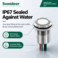 Interrupteur à bouton-poussoir métallique Sweideer IP67 16mm 19mm 22mm LED Momentané ou à Retenue 250V 10A pour Contrôle Industriel
